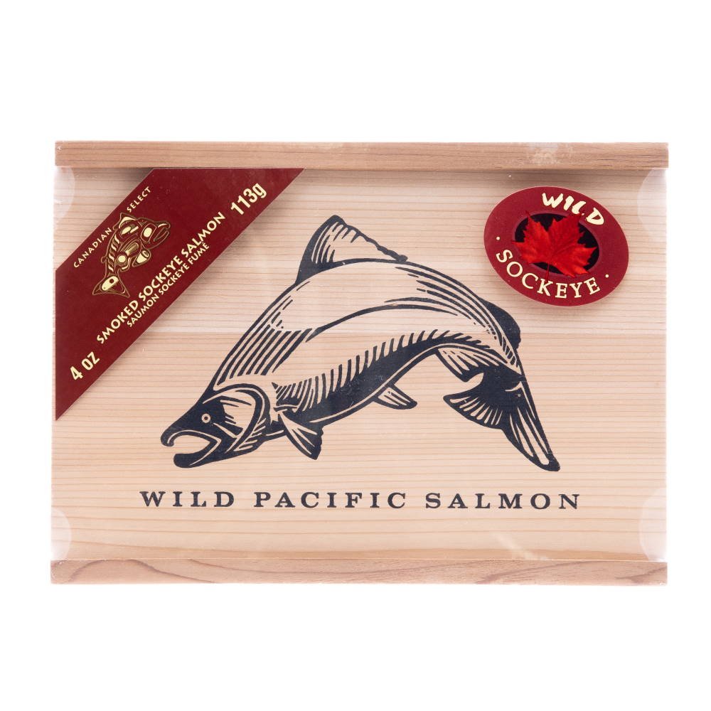 wild pacific smoked salmon in cedar gift box 4 oz
